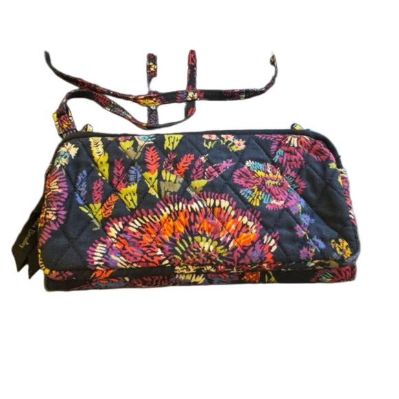 VERA BRADLEY Crossbody RFID Wallet In Midnight Wildflower - Picture 6 of 8